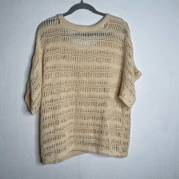 Zyia Active Sweater Womens 3XL Hilton Head Ivory Knit Fish Net Top Cover Up - Picture 9 of 11